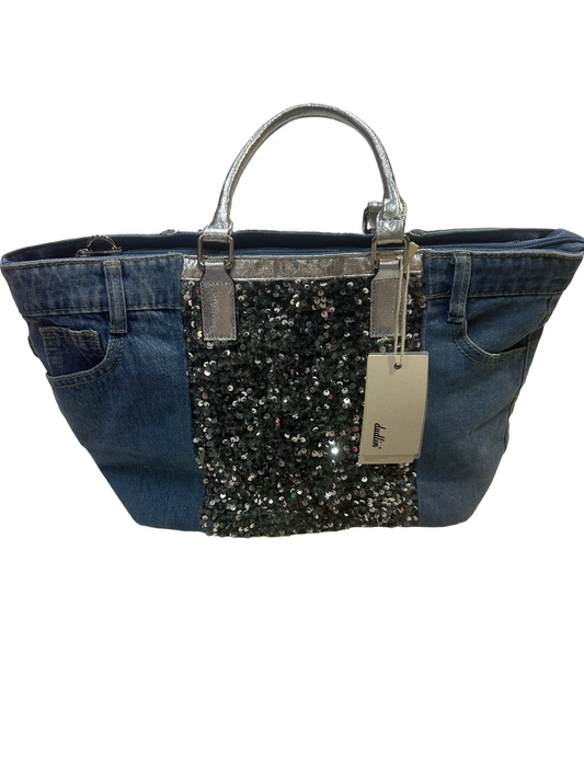 Borsa denim argento